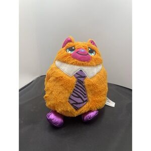 Misfittens Plush Tabby Cat w/ Tie Orange & Pink Soft Fluffy  9" Get Meowt (mcp30